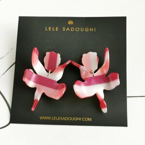 ✨Lele Sadoughi✨ Small Paper Lily Earrings Burgundy Stripe